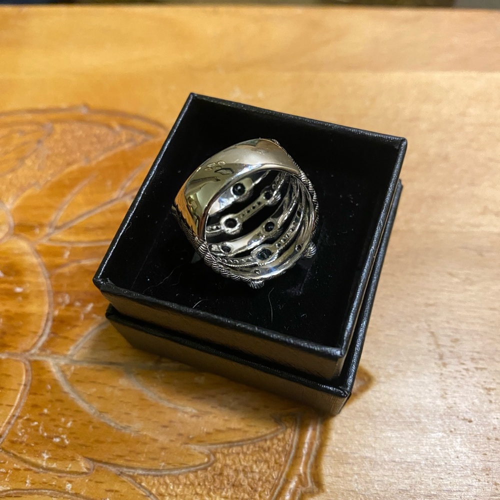 Judith Ripka Sterling blue topaz and CZs gems Ring - Picture 2 of 3